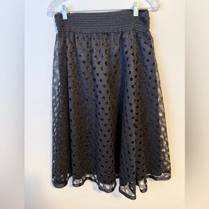 Metro Wear Lovely Eyelet Midi Black Skirt from Macy’s